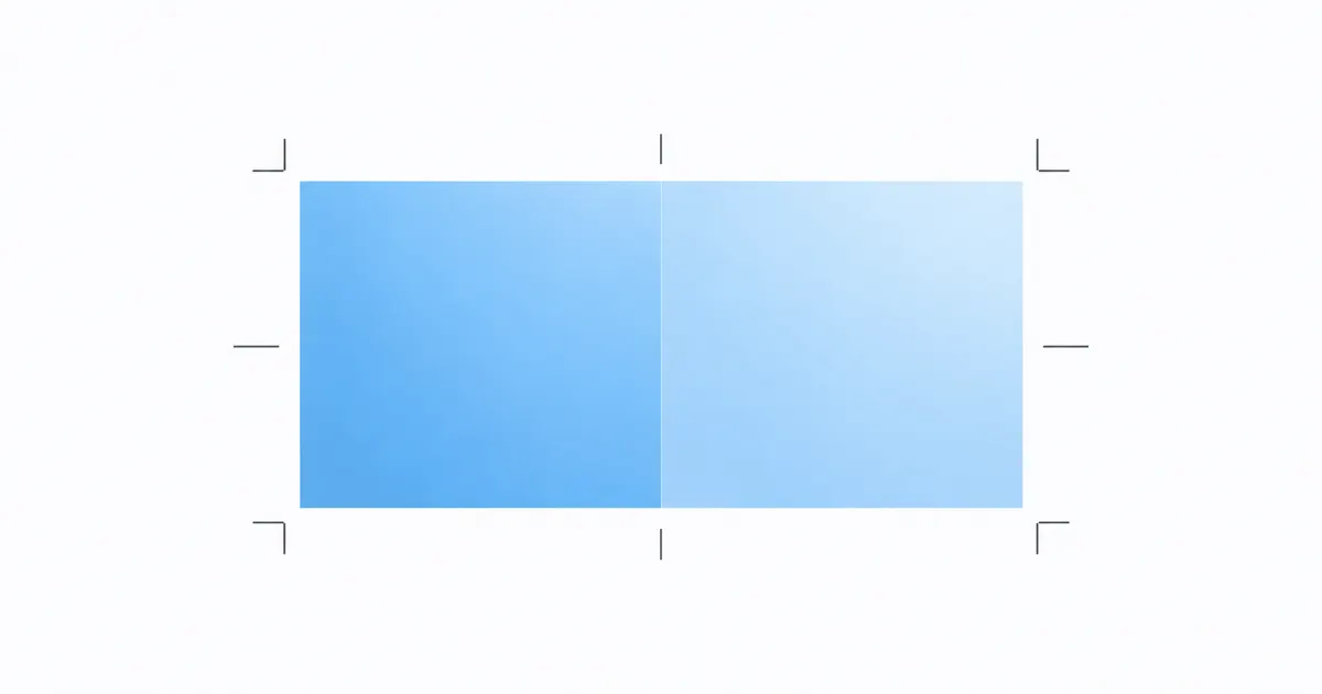Two aligned sky-blue rectangles with graphite corner marks on white