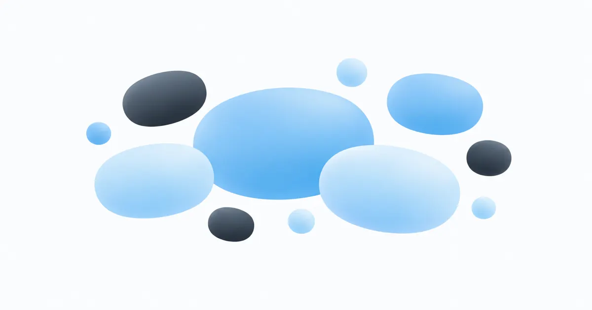 Empty rounded bubble shapes in sky blue and graphite on white